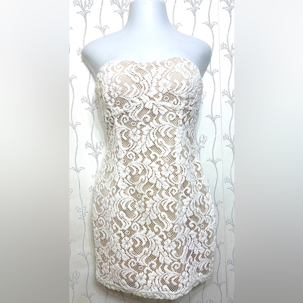 Ark & Co. White Crochet Lace Strapless Dress